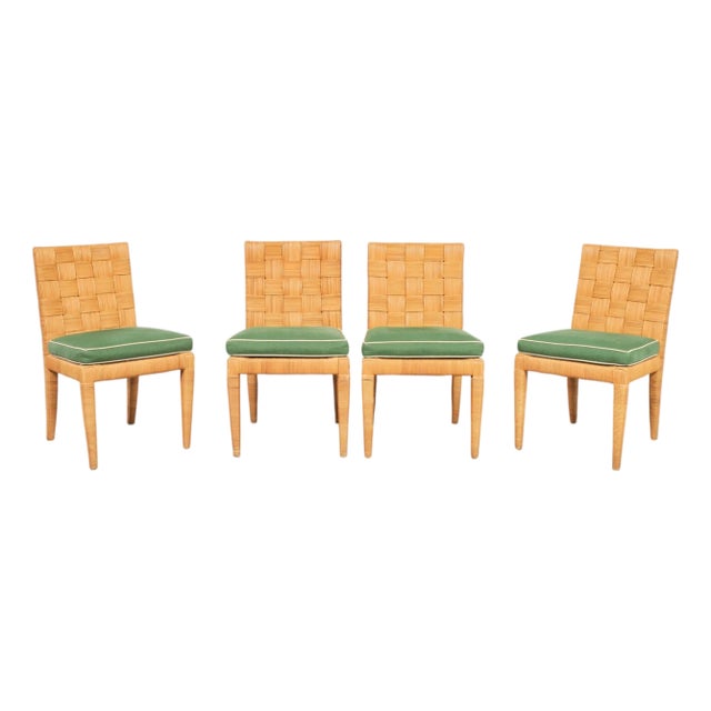 Set of Four John Hutton Bielecky Block Island Cane Dining Chairs For Sale