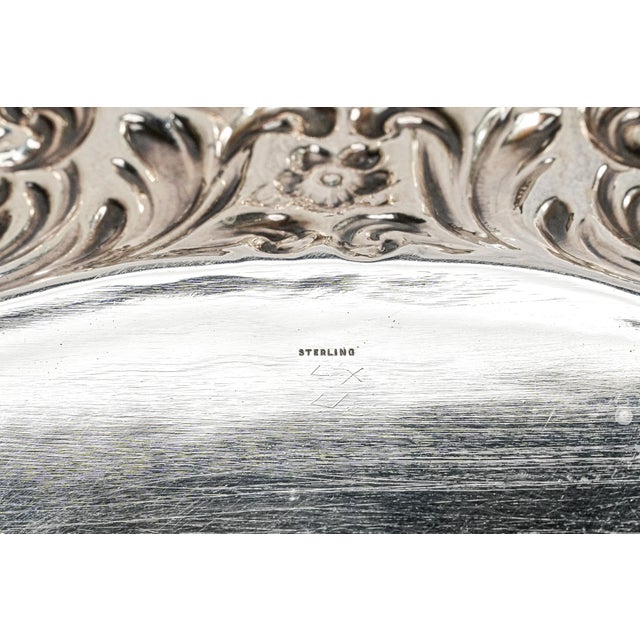 Stunning Ornate Floral Repoussé Antique Gorham Sterling Silver Jewelry Tray Vanity Catchall Luxury For Sale - Image 13 of 13