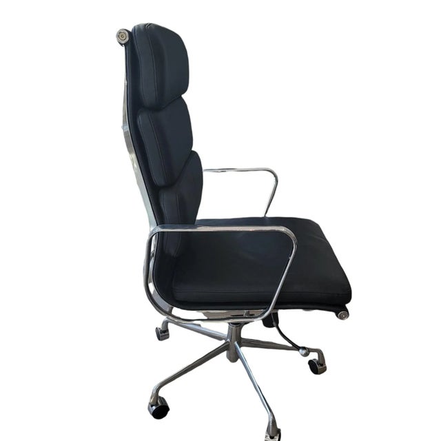 1980s Chrome and Leather Desk Chairs - a Pair For Sale - Image 4 of 8