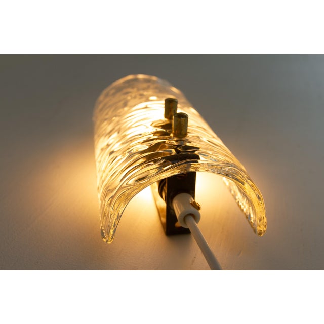 Mid-Century Modern Swedish Glass and Brass Sconce by Carl Fagerlund for Orrefors, 1960s For Sale - Image 13 of 17