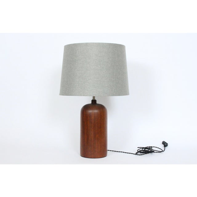 Mid 20th Century Danish Modern Solid Turned Dark Teak Table Lamp For Sale - Image 12 of 12