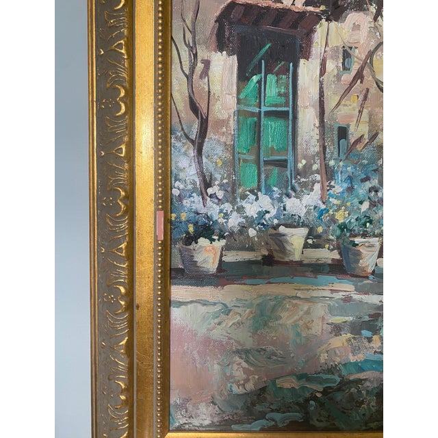 Vintage Italian Riviera Oil Painting, Mediterranean Seascape, Gold Frame, 36x48 For Sale - Image 11 of 11