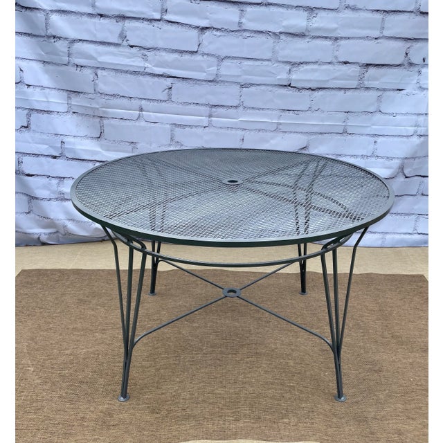 Mid-Century Modern Atomic Radar Salterini Outdoor Wrought Iron Patio Dining Table, Attributed For Sale - Image 3 of 10