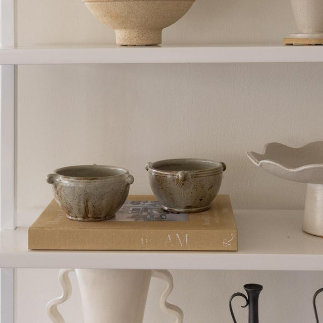 Petite ceramic stoneware bowl from France, 1960s. Minimalist vessel with soft cream glaze with warm speckling. Perfect as...