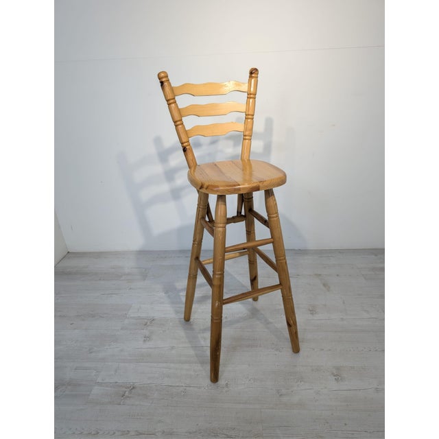 Pine Bar Stool with Backrest For Sale - Image 18 of 18
