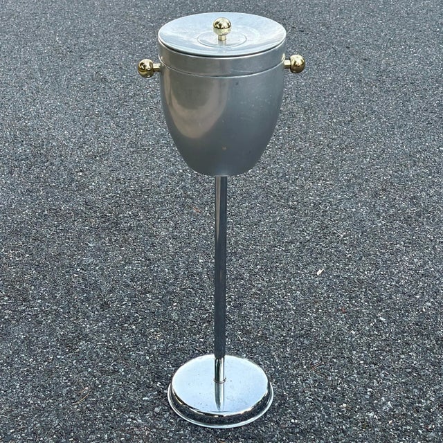 Metal Mid-Century Aluminum & Chrome Champagne or Ice Bucket Stand For Sale - Image 7 of 9