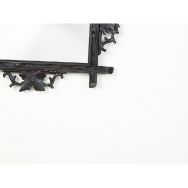French French 1900s Black Forest Turn of the Century Mirror with Carved Oak Leaves For Sale - Image 3 of 7