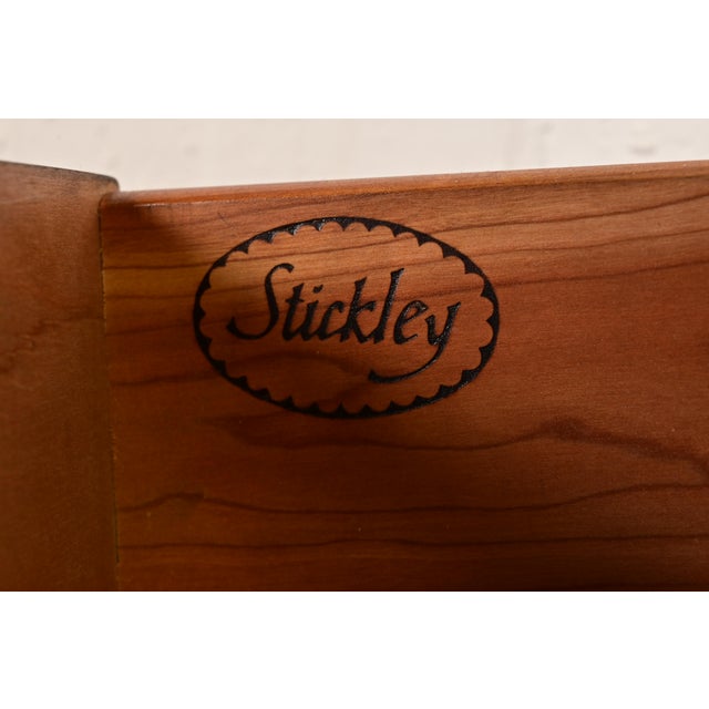 Wood Late 20th Century Stickley Georgian Solid Cherry Wood Bedside Chests, Pair For Sale - Image 7 of 13