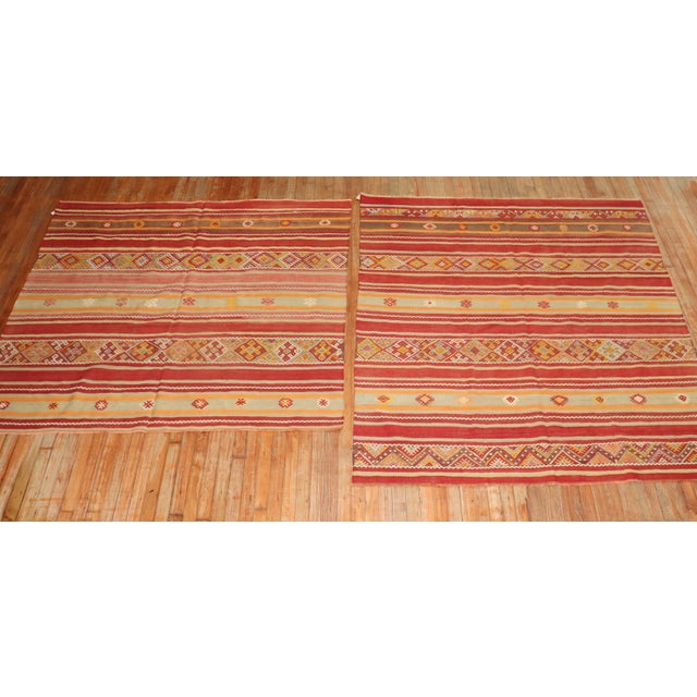 Vintage Tribal Turkish Kilim Flat-Weaves - A Pair - 5'10" x 6'6" For Sale - Image 4 of 12