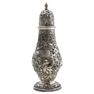 Antique 1840s Repousse Silver Pepper Shaker For Sale