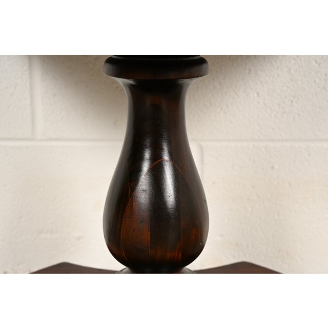 Brown Ethan Allen Rustic European Solid Pine Pedestal Side Table or Cocktail Table, Circa 1970s For Sale - Image 8 of 13