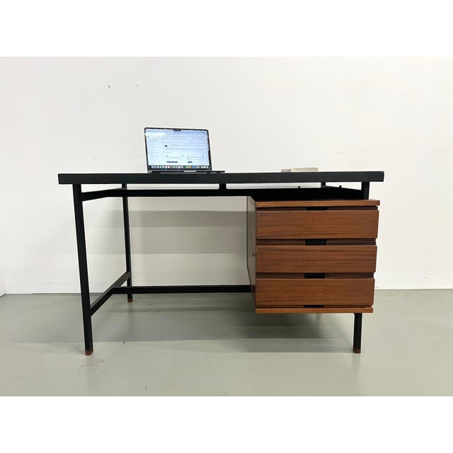 Desk in Teak and Lacquered Steel by Pierre Guariche, 1960s For Sale - Image 4 of 18