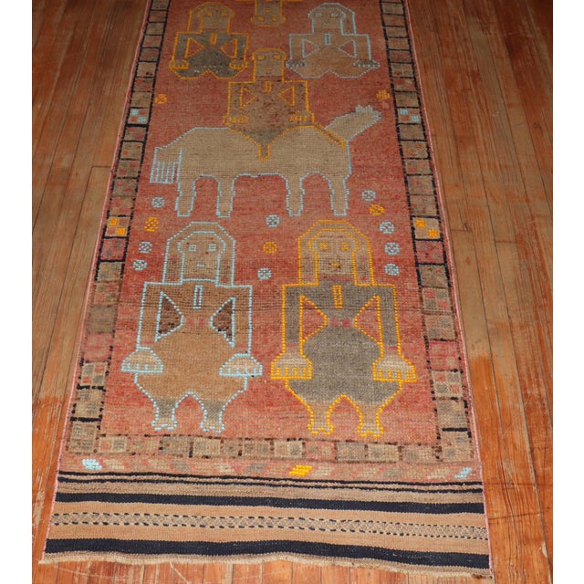 Brown Vintage Turkish Pictorial Anatolian Runner - 3' x 10'11" For Sale - Image 8 of 10