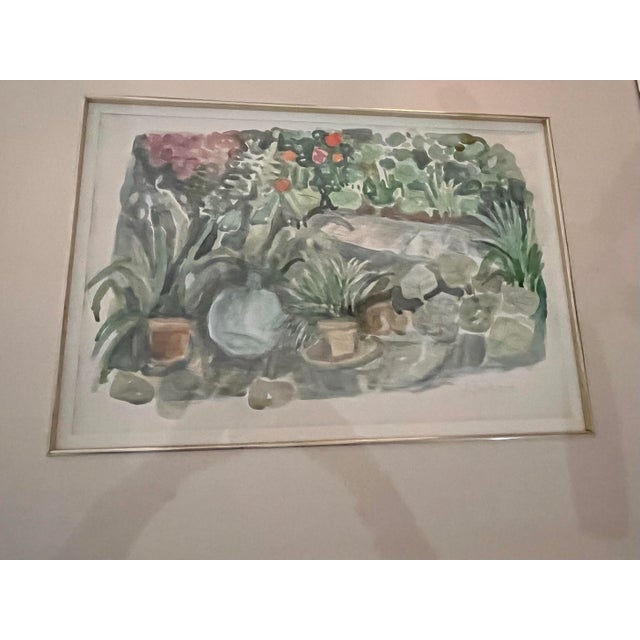 Late 20th Century Judith Bledsoe “The Garden Ii” Original Watercolor, Signed, Circle Gallery For Sale - Image 4 of 7