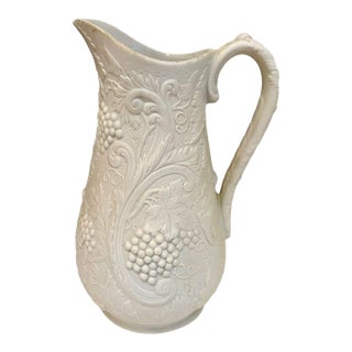 1990s Neoclassical Revival British Heritage Parian Ware Pitcher With Grapevines For Sale