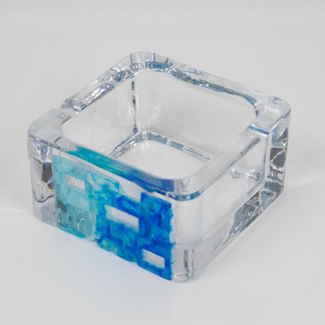 Daum France designed this stunning crystal ashtray, catchall, or decorative bowl. The piece was crafted in France circa...