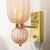 Modernist Hand-Blown Fluted Murano Glass Sconces W/ Orbital Drop in Frosted Rose For Sale - Image 10 of 12