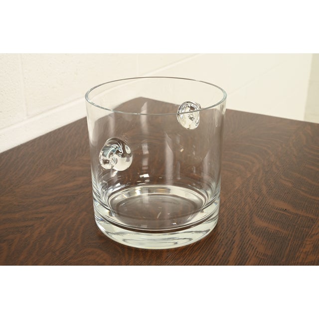 Contemporary Late 20th Century Tiffany & Co. Modern Clear Crystal Champagne Ice Bucket With Scrolled Handles For Sale - Image 3 of 15