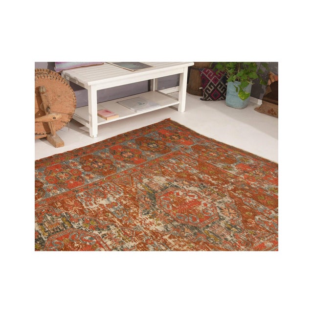 Antique Worn Decorative Sumaq Kilim Rug - 7`1" X 12`0" For Sale In Los Angeles - Image 6 of 6