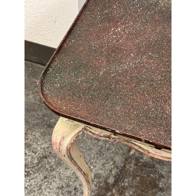 Wood Swedish Faux Porphyry Top Side Table + Drawer, Vintage For Sale - Image 7 of 12