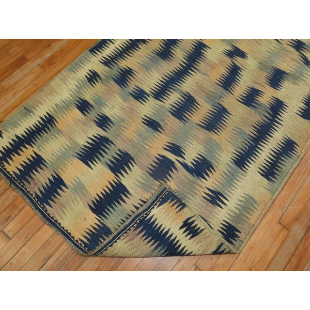 Early 21st Century Hand Knotted Turkish Kilim in Beige Blue For Sale - Image 5 of 6