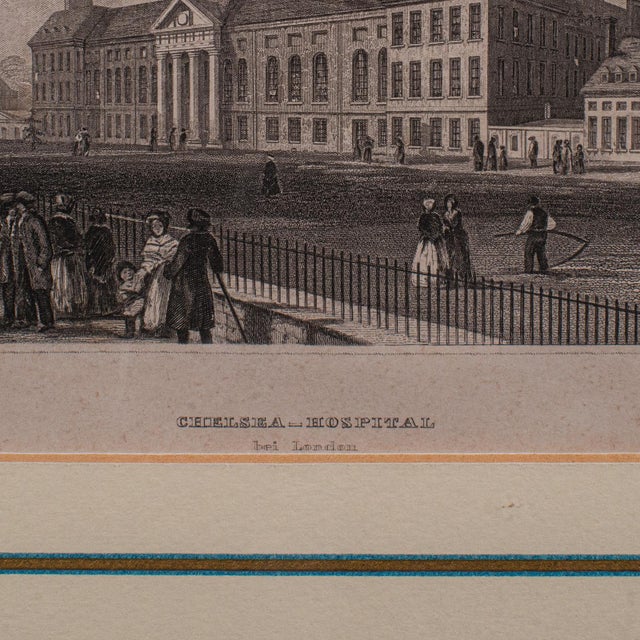 Glass Antique Chelsea Hospital Picture, Framed Engraving, Art, Medical Interest, 1900 For Sale - Image 7 of 9