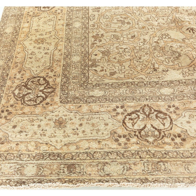 Persian Antique Persian Tabriz Botanic Handmade Wool Carpet For Sale - Image 3 of 8