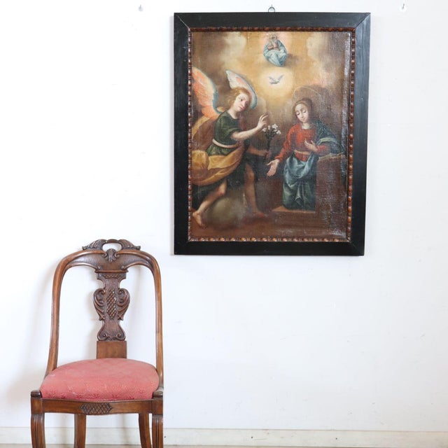 The Annunciation, 17th Century, Oil Painting on Canvas, Framed For Sale - Image 3 of 18