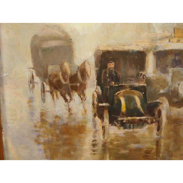 Antique Parisian Street Scene Oil on Canvas Painting of Porte Saint-Martin, 1913 For Sale - Image 12 of 16
