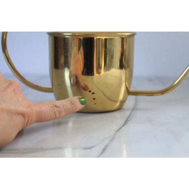 Metal Vintage Brass Watering Can W/ Copper Floral Motif For Sale - Image 7 of 9