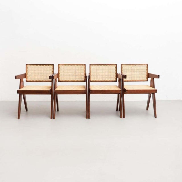 1970s 051 Capitol Complex Office Chairs in the style of Pierre Jeanneret, 1970s, Set of 4 For Sale - Image 5 of 17