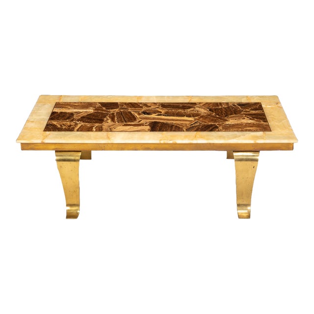 Mid 20th Century Arturo Pani for Muller Brass and Alabaster Mid-Century Modern Coffee Table For Sale