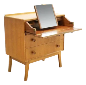 1960s Small Mid Century Oak Vanity Dresser by Meredew