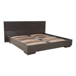 Wooden Bed in Grey Taupe High Gloss from Lübke For Sale