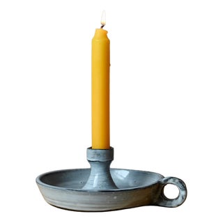 Stoneware Bedroom Candlestick with Blue-Grey Glaze, 1970s For Sale