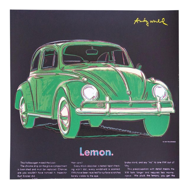 1986 Carnegie Museum of Art After Andy Warhol "Vw Lemon" Lithograph For Sale
