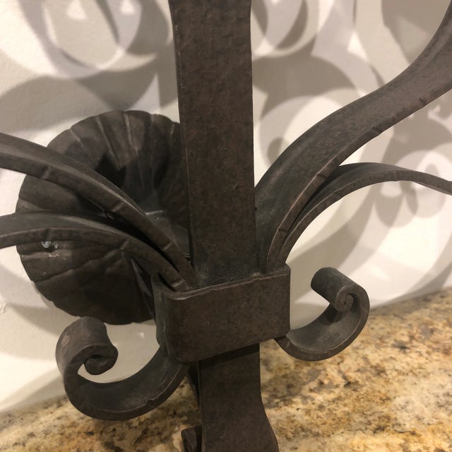 1990s 1990s Italian Three Light Wrought Iron Sconce For Sale - Image 5 of 11