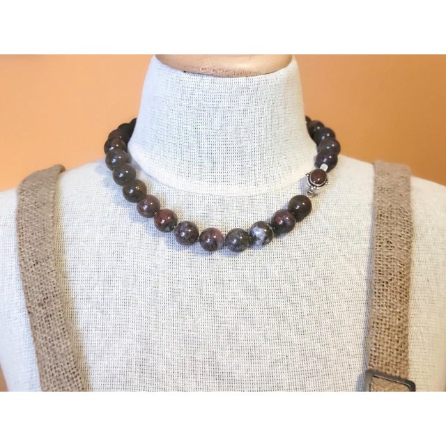 2020s Pietersite Beaded Necklace With Sterling Silver Pietersite Clasp, 19" For Sale - Image 5 of 8