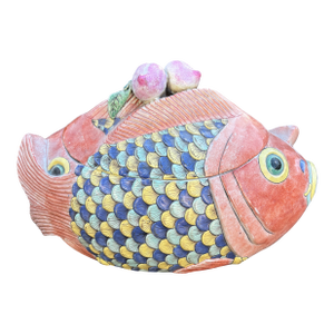 Mid 20th Century Hand Painted Koi Fish Lidded Tureen
