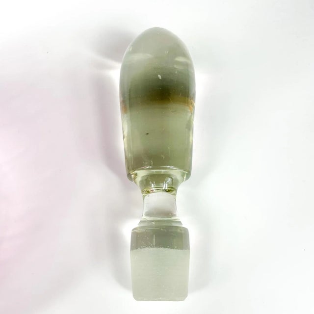 Glass Crackle Glass Enameled Botanical Design Decanter Bohemia, 1950s For Sale - Image 7 of 9