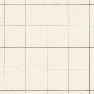 SAMPLE - Schumacher Windowpane Embroidered Sisal Wallpaper In Charcoal For Sale