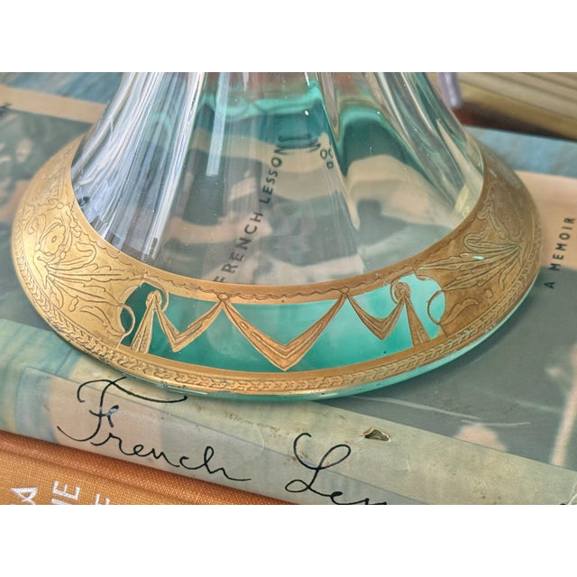 Transparent Early 20th Century Blown Glass Candlestick Lamp With Gold Gilt Base - Rewired For Sale - Image 8 of 11