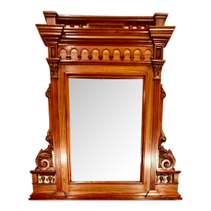 *Large Antique Victorian Mirror**Carved Solid Walnut W/Beveled Mirror**Great Condition**OBO**