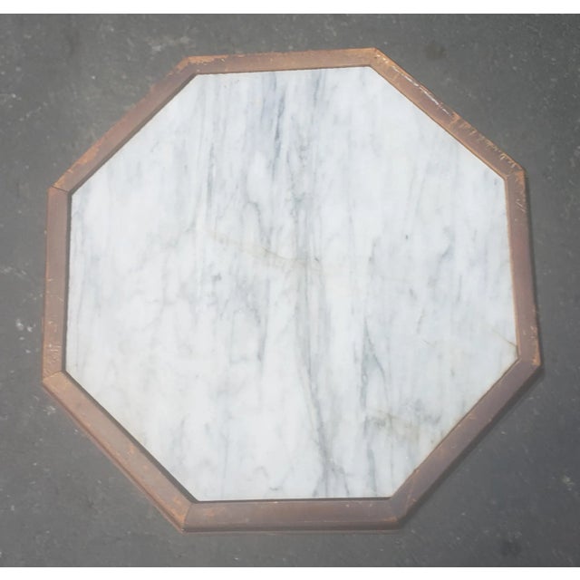 Mid-Century Modern Vintage Marble and Walnut Bobbin Turned Legs Stand, Circa 1940s For Sale - Image 3 of 5