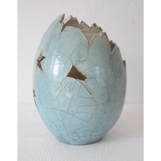 Blue Vintage Paul Fleming Ceramic Cracked Egg Sculpture For Sale - Image 8 of 14