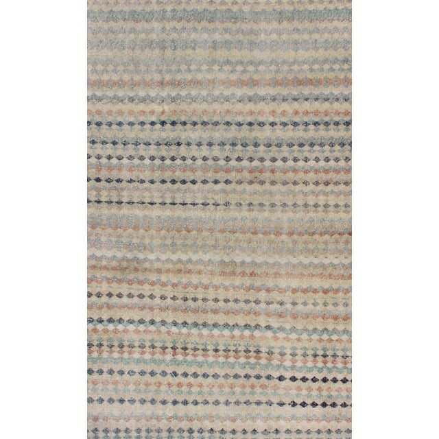 Mid-Century Modern Vintage Turkish Mid-Century Modern Rug With Diamond Stripe Design For Sale - Image 3 of 13