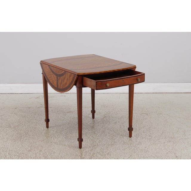 Vintage English Satinwood Inlaid Pembroke Table For Sale - Image 4 of 17