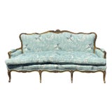 Antique 19th C Louis XV Style Canapé Sofa in Eden Serene Fabric by Schuyler Samperton For Sale