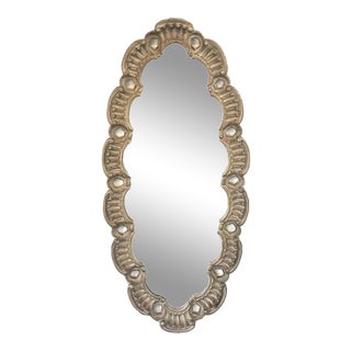 1950s Spanish Francisco Hurtado Scalloped Oval Wall Mirror For Sale