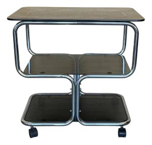 Mid-Century Italian Chrome and Glass 3-Tier Drinks Trolley, 1950s